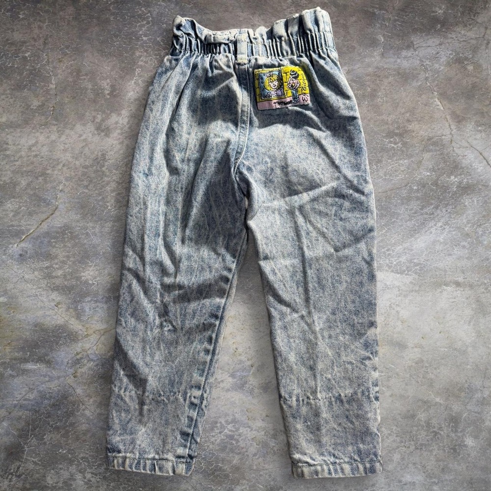 Vintage 80s Gitano Kids Acid Wash Jeans Elastic Waist Embroidered Patch USA 3T